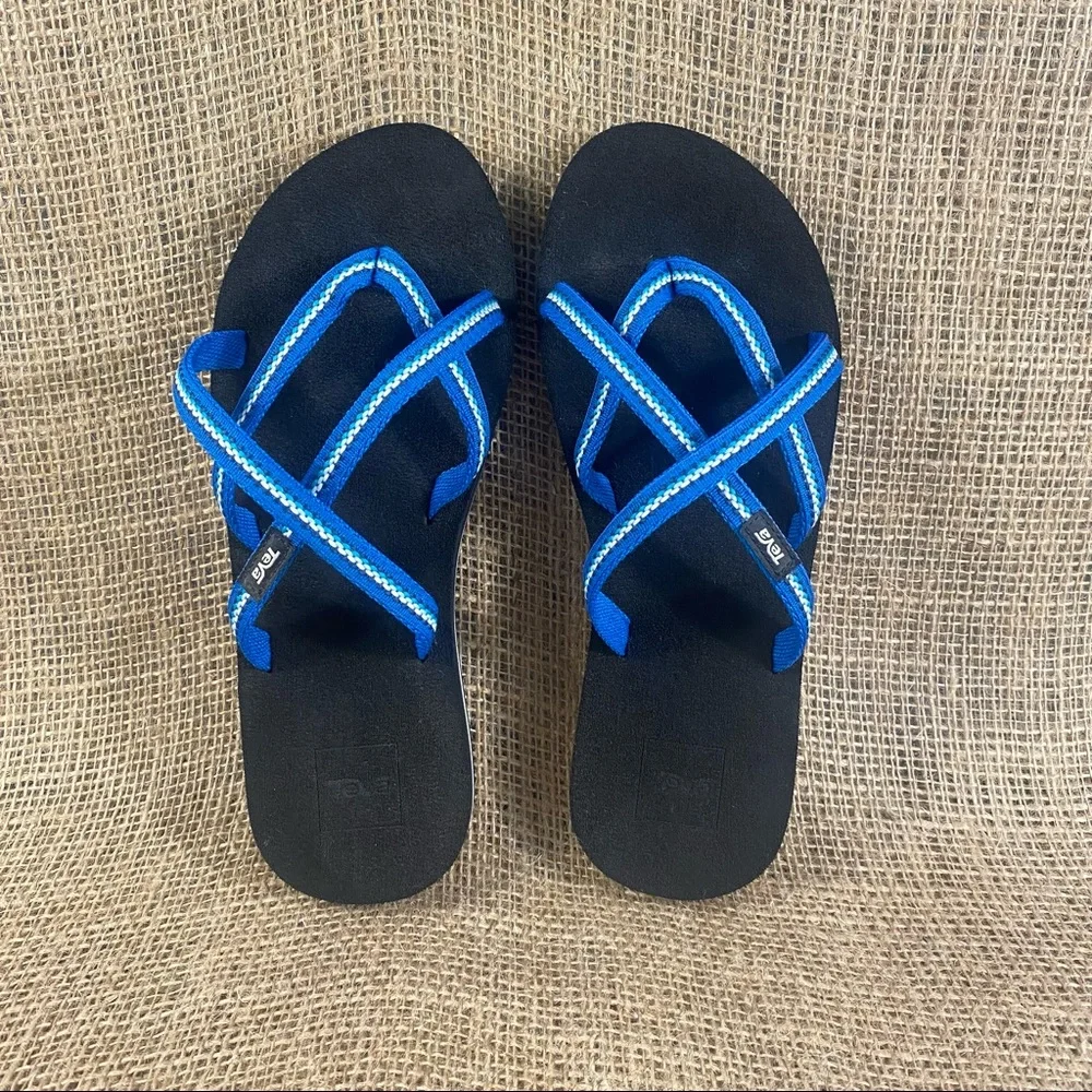 Teva sandals flip flops Blue strappy cushion Insoles Arch Support Sz  8 - Picture 9 of 12